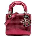 Sac à main Lady Dior Mini en cuir verni microcannage rose