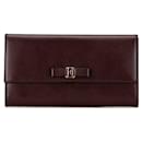 Cartera larga Vara de cuero morado Ferragamo - Salvatore Ferragamo