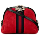 Pequeño bolso cruzado Ophidia de ante rojo de Gucci