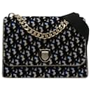 Black Dior Velvet Oblique Diorama Bag Satchel