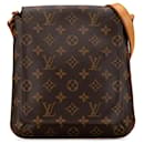 Bolso de hombro Musette Salsa de cor marrón con correa corta de monograma Louis Vuitton