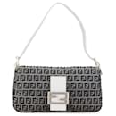 Gray Fendi Zucchino Canvas Baguette Shoulder Bag