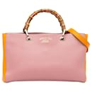 Pink Gucci Medium Bicolor Bamboo Shopper Satchel