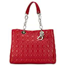 Red Dior Large Cannage Lady Dior Soft Tote