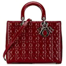 Rote Dior große Lack Cannage Lady Dior Tasche