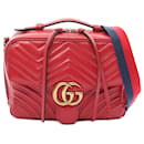 Red Gucci Small GG Marmont Matelasse Top Handle Satchel