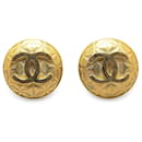 Gold Chanel Gold Plated CC Clip On Earrings