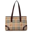 Bolsa Tote em xadrez Haymarket marrom da Burberry