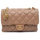 Bolsa de Ombro Tan Chanel Small Lambskin Pillow Crush Flap