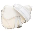 White Dior Sacai Technical Fabric and Leather Saddle Bag