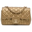 Gold Chanel Mini Rectangular Classic Metallic Lambskin Egyptian Amulet Charms Single Flap Crossbody Bag