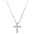 Cross Diamond Necklace in Pt900×K18WG 3.9g 1,00 ct - Autre Marque