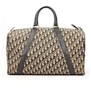 Borsa da viaggio Boston in tela e pelle marrone obliqua Christian Dior Trotter grande