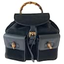 Gucci Wildleder/Leder Bambus-Rucksack