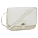 Bolsa de ombro em lona de favo de mel Christian Dior em couro branco Auth Bs9992