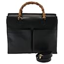 Bolso Tote Gucci Bamboo de cuero 2Way negro 002 2855 0322 0 Auth 75353