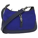 Gucci Jackie Schultertasche aus Nylon und Leder Blau 001 4264 002058 Auth Ep2247