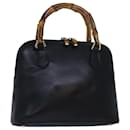 Bolsa de mão em couro preto Gucci Bamboo 000 2865 0290 Auth 79569