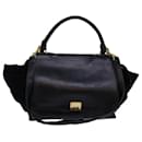 Celine Trapeze Hand Bag Leather 2Way Black Auth 76742 - Céline