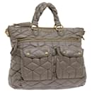 Sac à main Miu Miu en toile enduite gris Auth Am5620