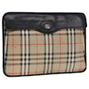 Funda para documentos Burberry Nova Check en lona beige Auth HK1549