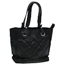 CHANEL Paris Biarritz Tote PM Tote Bag Coated Canvas Black CC Auth yb614 - Chanel