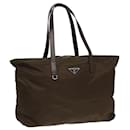 PRADA Bolsa Tote Nylon Marrom Prata Auth 85636 - Prada