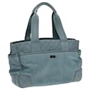 GUCCI GG Canvas Guccissima Tote Bag Nylon Leather Light Blue Silve Auth 85527