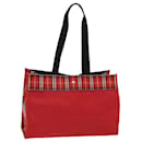 BURBERRY Nova Check Tote Bag Nylon Red Silver Auth ki4714 - Burberry