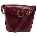 Borsa a Spalla CELINE Circle in Pelle Rosso Vino Oro Auth 85574 - Céline