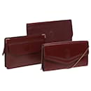 CARTIER Must Line Shoulder Bag Clutch Bag Leather 3Set Wine Red Auth ki4681 - Cartier