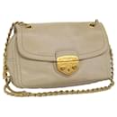 PRADA Chain Shoulder Bag Leather Beige Auth ar12197 - Prada