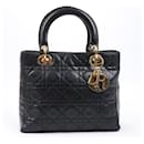 Christian Dior Medium Lady Dior Cannage Leather Handbag in Black