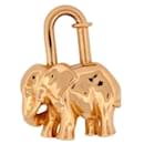 RARE CADENAS HERMES CHARM ELEPHANT METAL DORE PENDENTIF PORTE CLE GOLDEN PADLOCK - Hermès