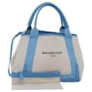 Borsa a mano Cabas S Balenciaga in tela blu grigio 339933 Auth ac3029