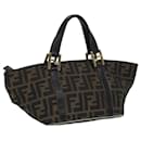 FENDI Zucca Canvas Hand Bag Brown Black Auth yk14115 - Fendi