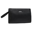 BURBERRY Clutch Bag Leather Black Auth hk1528 - Burberry