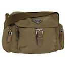 PRADA Shoulder Bag Nylon Beige Silver Auth 85627 - Prada