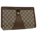 GUCCI GG Supreme Web Sherry Line Pochette en PVC Cuir Beige Rouge Auth 84566 - Gucci