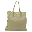 PRADA Bolsa Tote Nylon Beige Plata Auth 85635 - Prada