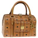 MCM Vicetos Logogram Borsa a mano in pelle PVC marrone Auth ar11728