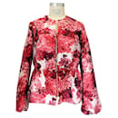 Veste en jacquard floral Mireille rouge / blanc Moncler Gamme Rouge