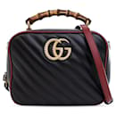 Bolsa de mão em bambu preta Gucci Small GG Marmont Torchon