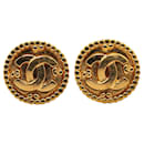 Gold Chanel Gold Plated CC Clip On Earrings