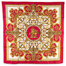 Red Hermès Les Tuileries Silk Scarf Scarves