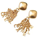 Gold Chanel Gold Plated CHANEL Fringe Dangle Clip on Earrings