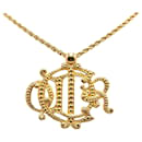 Gold Dior Gold Plated Logo Pendant Necklace