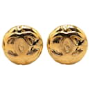 Gold Chanel Gold Plated CC Clip On Earrings