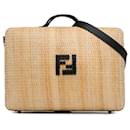 Borsa da viaggio in rattan marrone Fendi