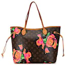 Brown Louis Vuitton Monogram Roses Neverfull MM Tote Bag